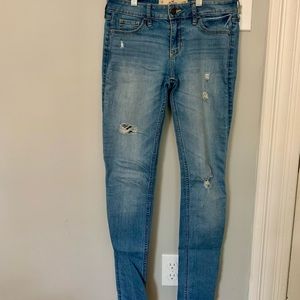 Blue Hollister Skinny Jeans With Rips